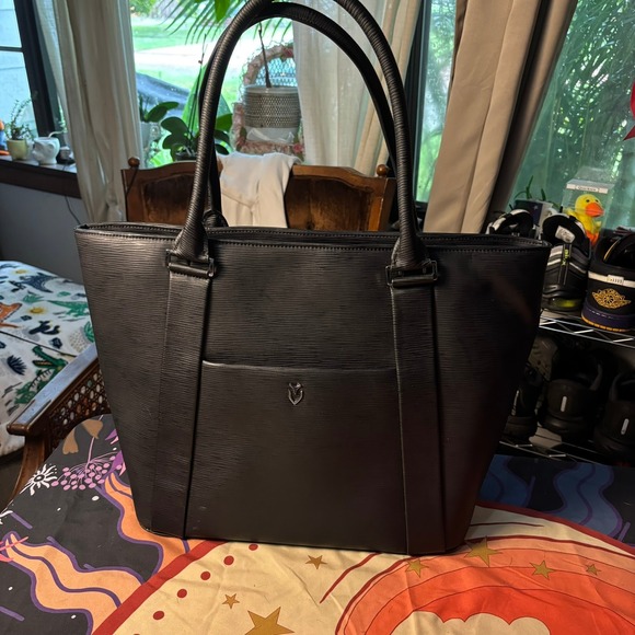Vessel Handbags - Vessel Signature 2.0 Tote Bag Black Textured Faux Leather Laptop Travel Golf